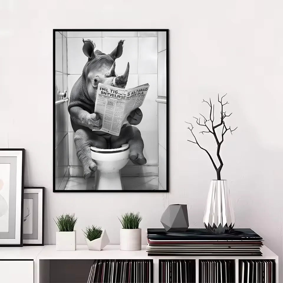 Funny Animal Bathroom Poster | Modern & Waterproof HD Wall Art