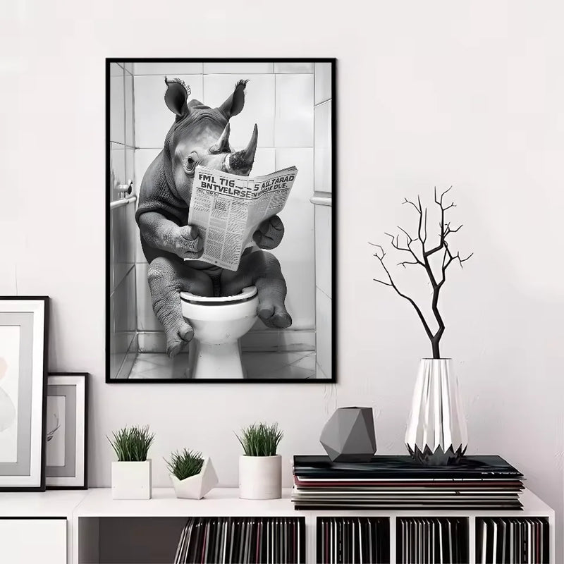 Funny Animal Bathroom Poster | Modern & Waterproof HD Wall Art