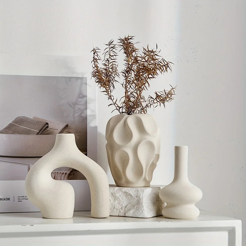 Geometric Donut Vase – Nordic Minimalist Ceramic Home Décor Sculpture