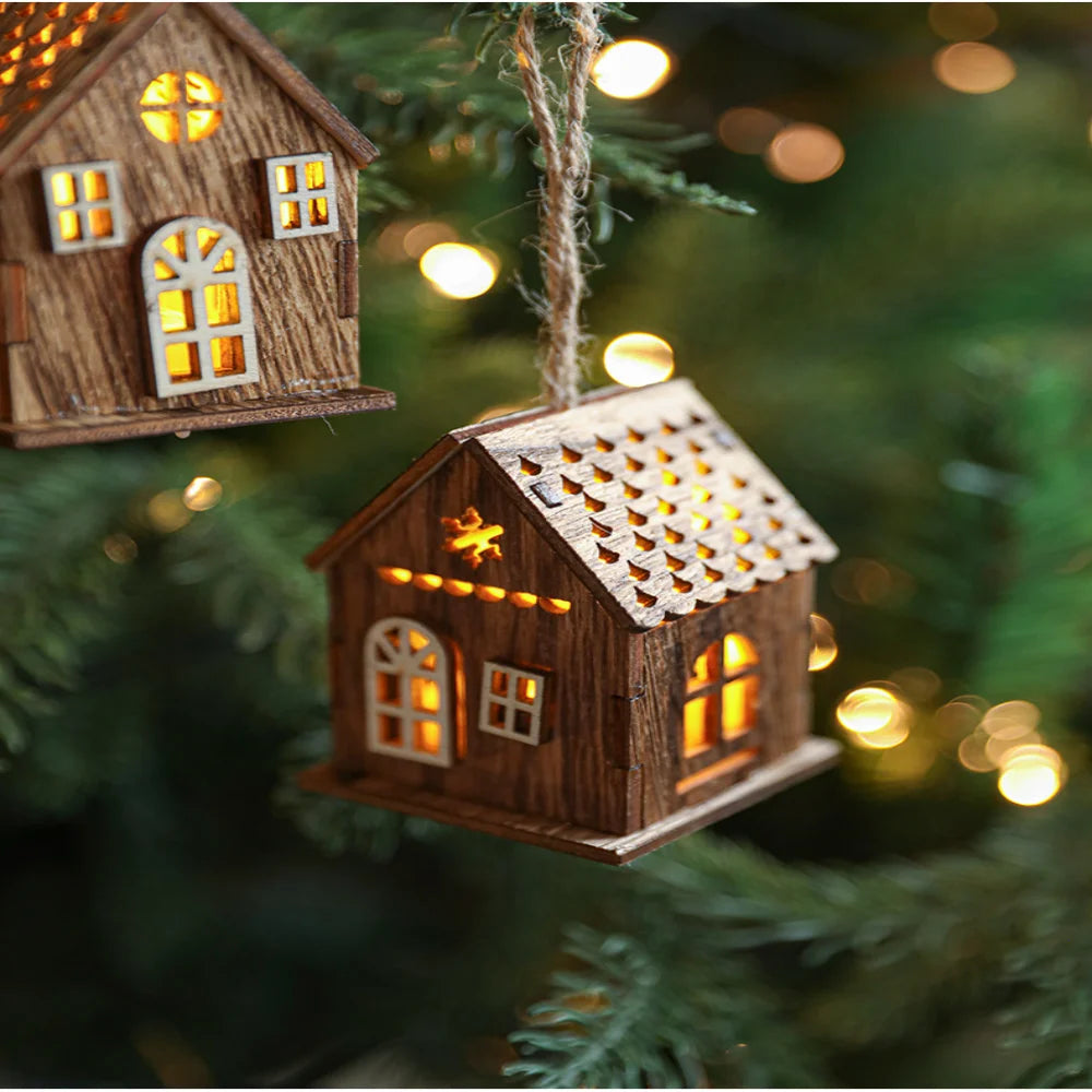 Christmas LED Light Wooden House Luminous