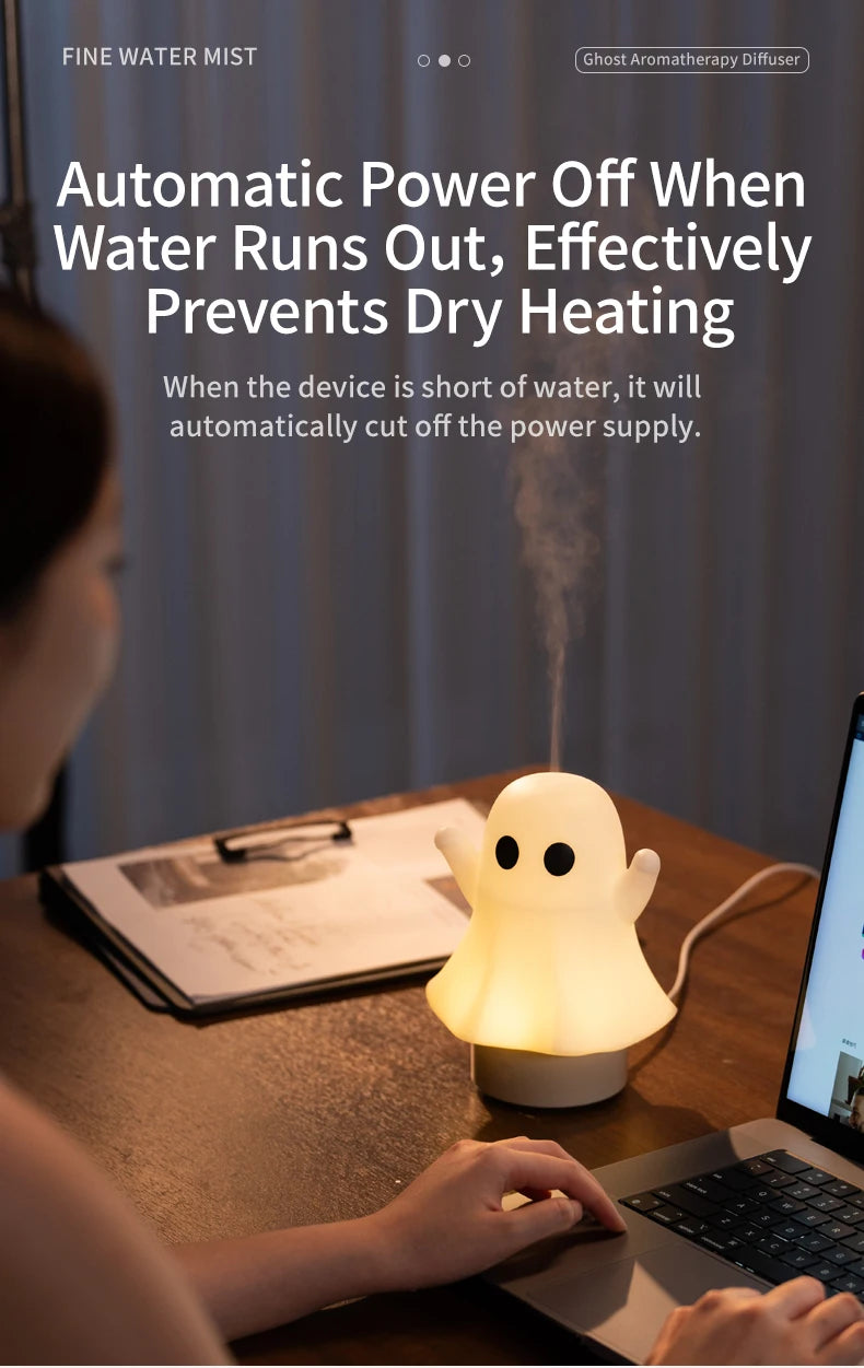 Cute Ghost Ultrasonic Air Humidifier with 7-Color LED