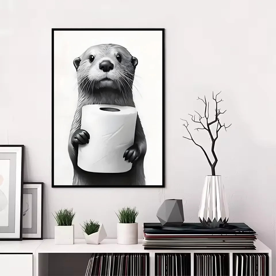 Funny Animal Bathroom Poster | Modern & Waterproof HD Wall Art