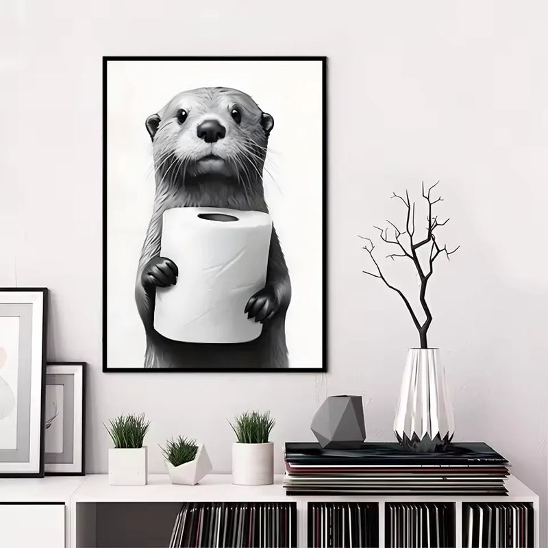 Funny Animal Bathroom Poster | Modern & Waterproof HD Wall Art