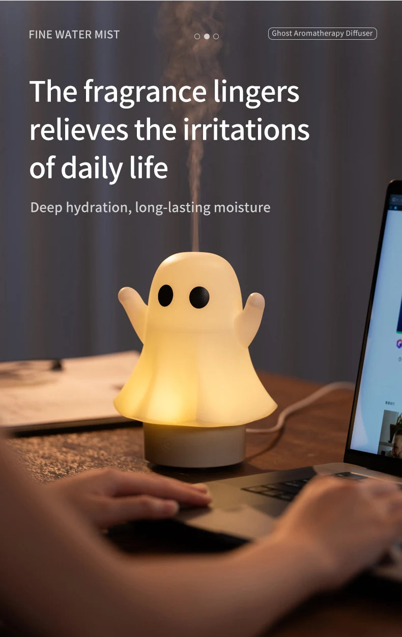 Cute Ghost Ultrasonic Air Humidifier with 7-Color LED