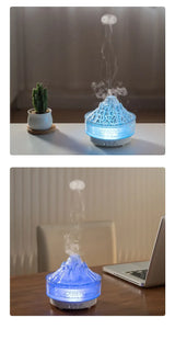 Glacier Lava Humidifier with 7-Color LED, Realistic Flame, Aroma Diffuser
