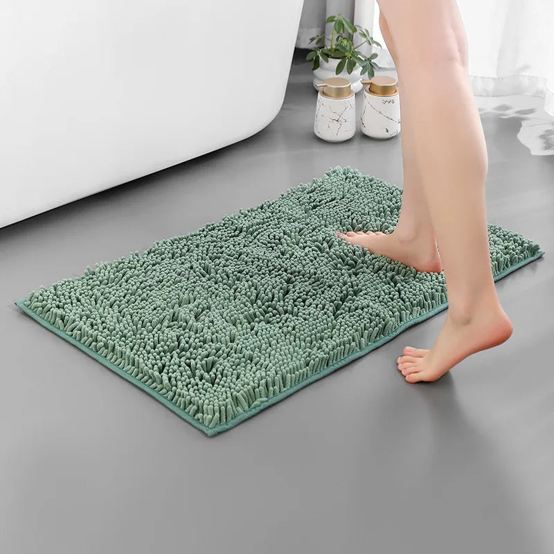 Chenille Bathroom Rug Soft Absorbent Non-Slip Floor Mat