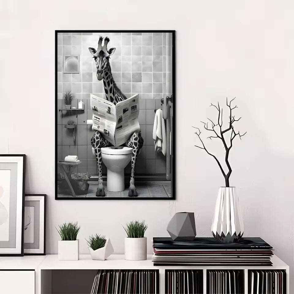 Funny Animal Bathroom Poster | Modern & Waterproof HD Wall Art