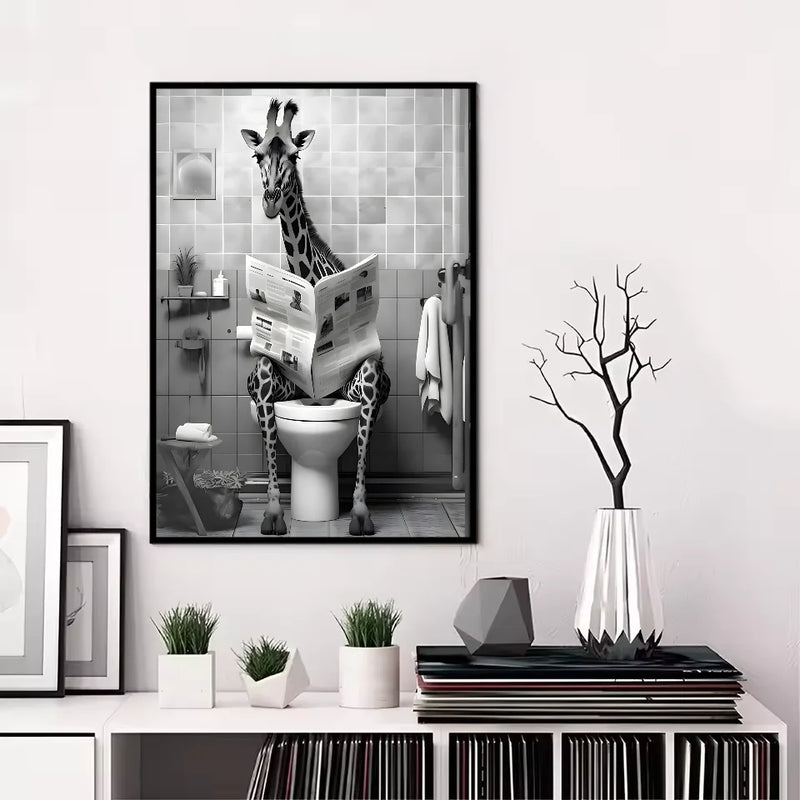 Funny Animal Bathroom Poster | Modern & Waterproof HD Wall Art