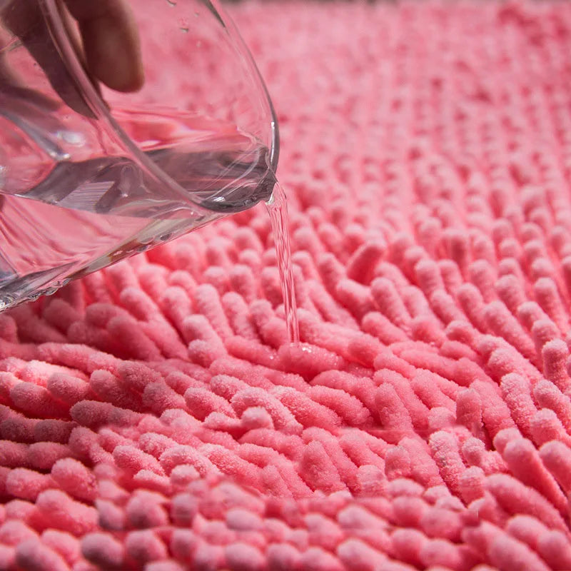 Chenille Bathroom Rug Soft Absorbent Non-Slip Floor Mat