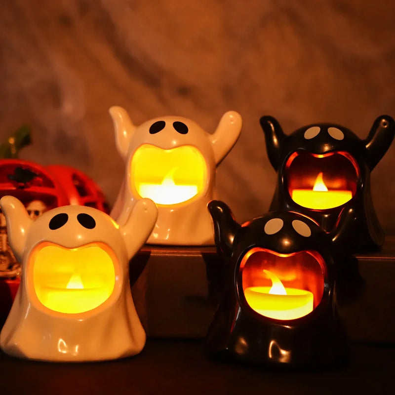 Flameless Ghost Candle LED Lamp – Spooky Halloween Decor