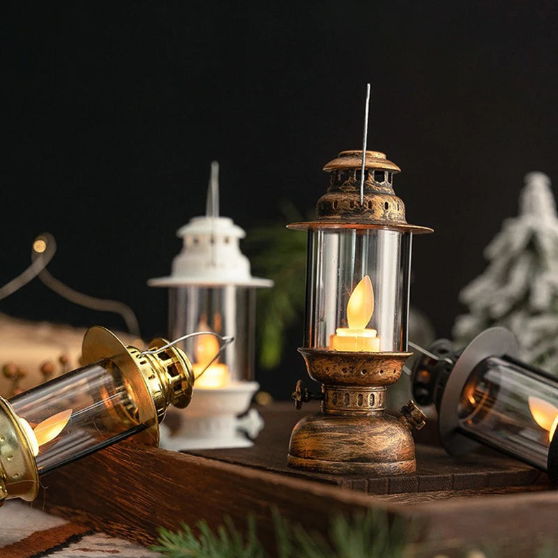 Battery Operated Oil Lamp Retro LED Night Light Portable