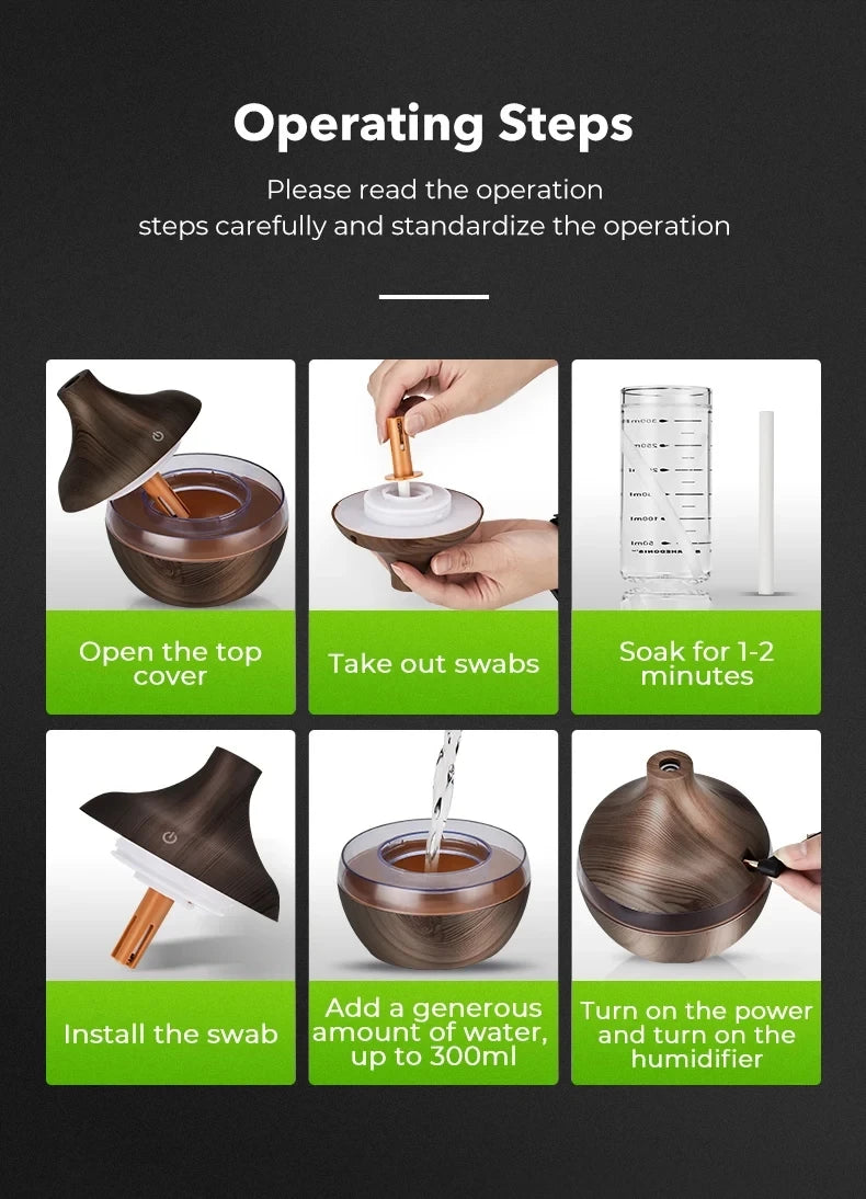 Ultrasonic Aroma Diffuser Wood Grain Electric Essential Oil