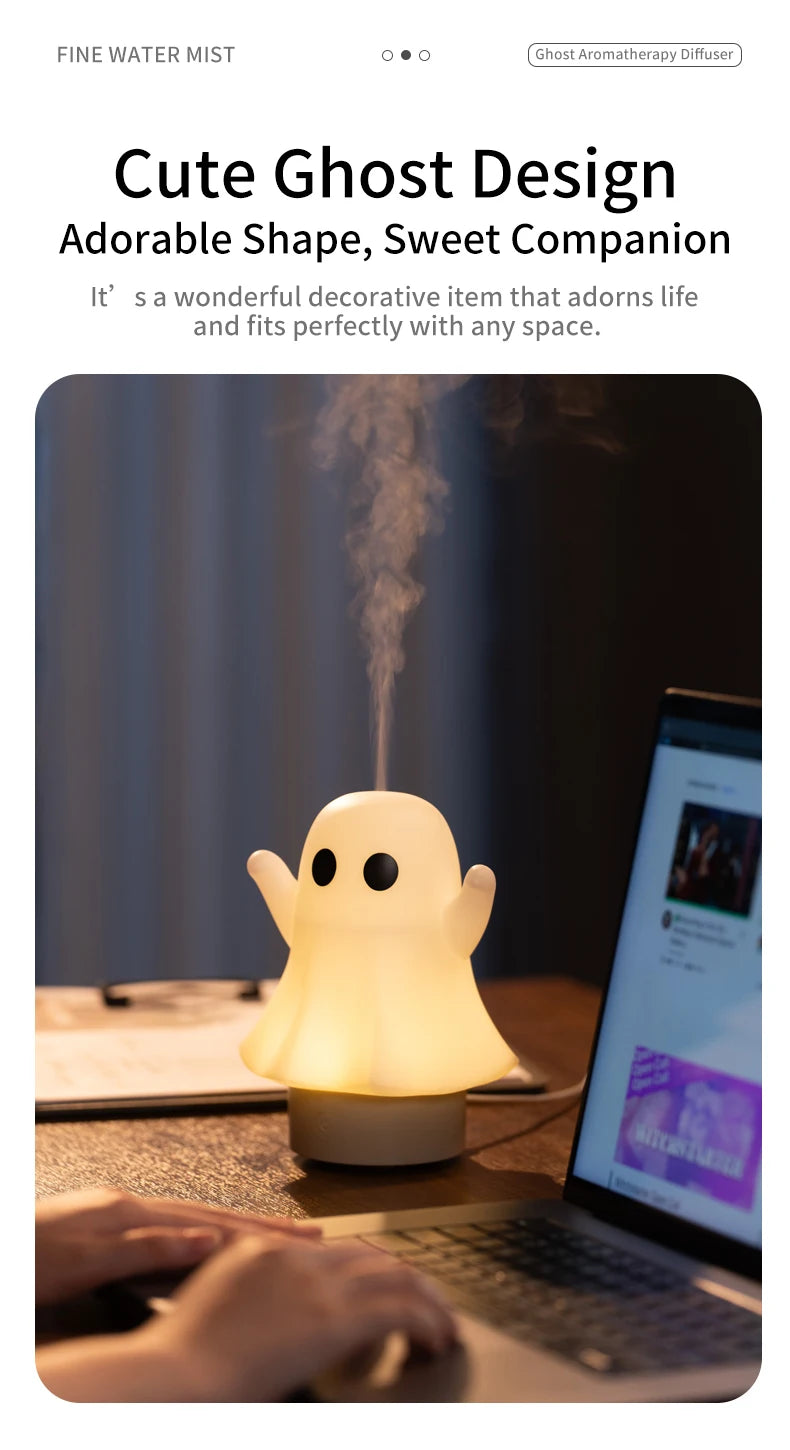 Cute Ghost Ultrasonic Air Humidifier with 7-Color LED