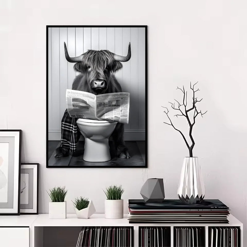 Funny Animal Bathroom Poster | Modern & Waterproof HD Wall Art