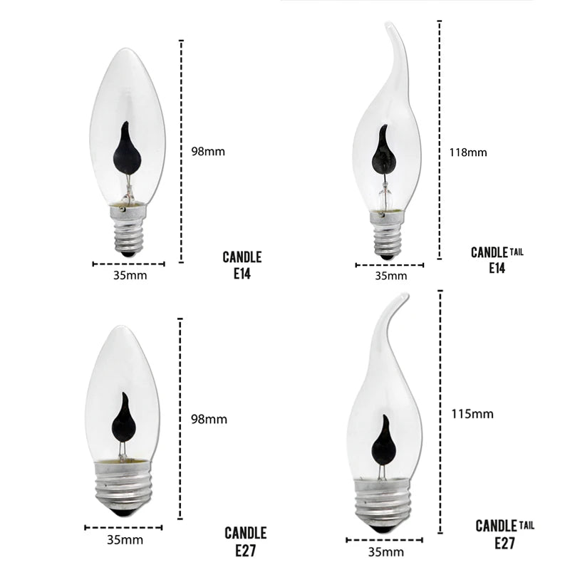 4-Pack Decorative LED Candle Bulbs Flickering Flame Effect
