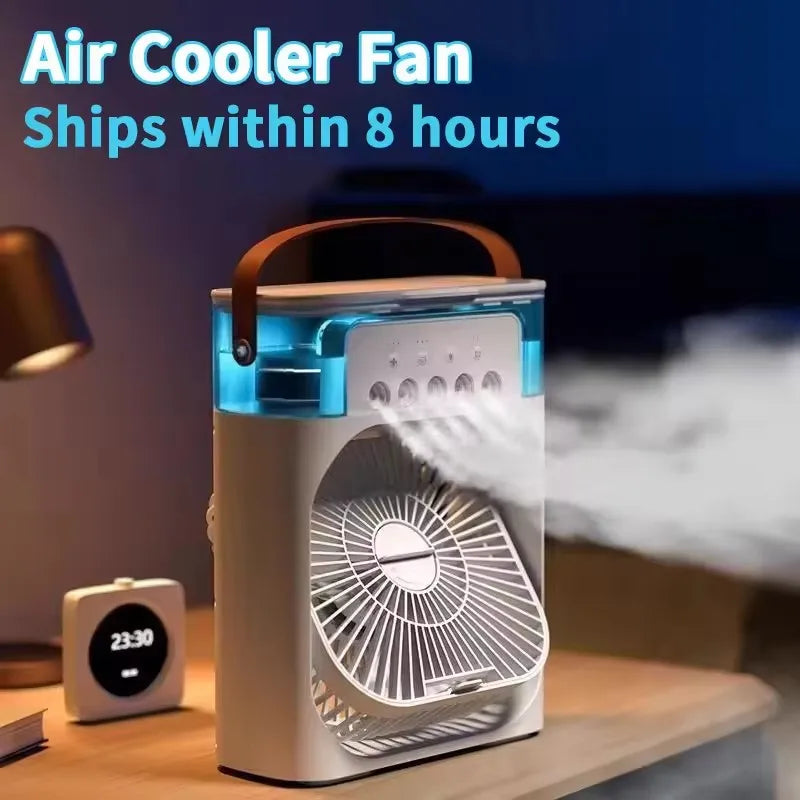 5-Hole Portable Air Cooler | 3-in-1 USB Humidifier, Fan & 7-Color LED Night Light