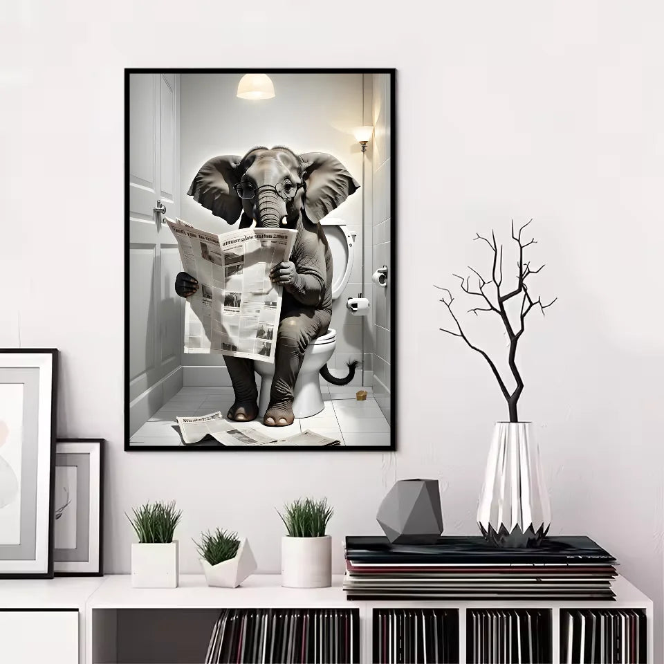 Funny Animal Bathroom Poster | Modern & Waterproof HD Wall Art