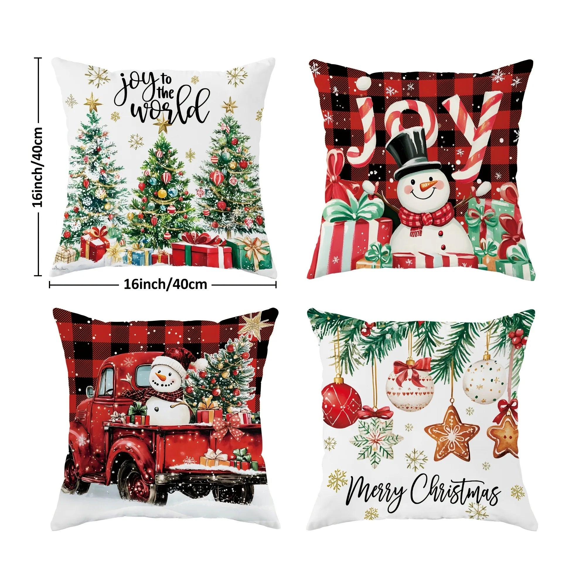 Christmas Pillow Covers: Joyful Designs with Trees, Snowman