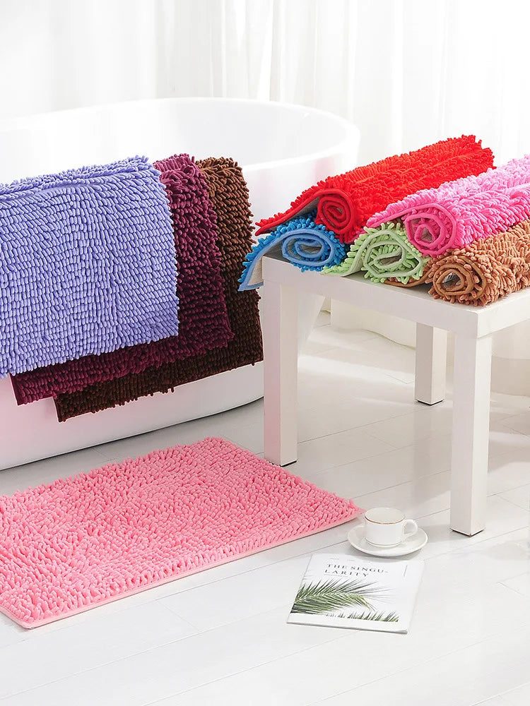 Chenille Bathroom Rug Soft Absorbent Non-Slip Floor Mat