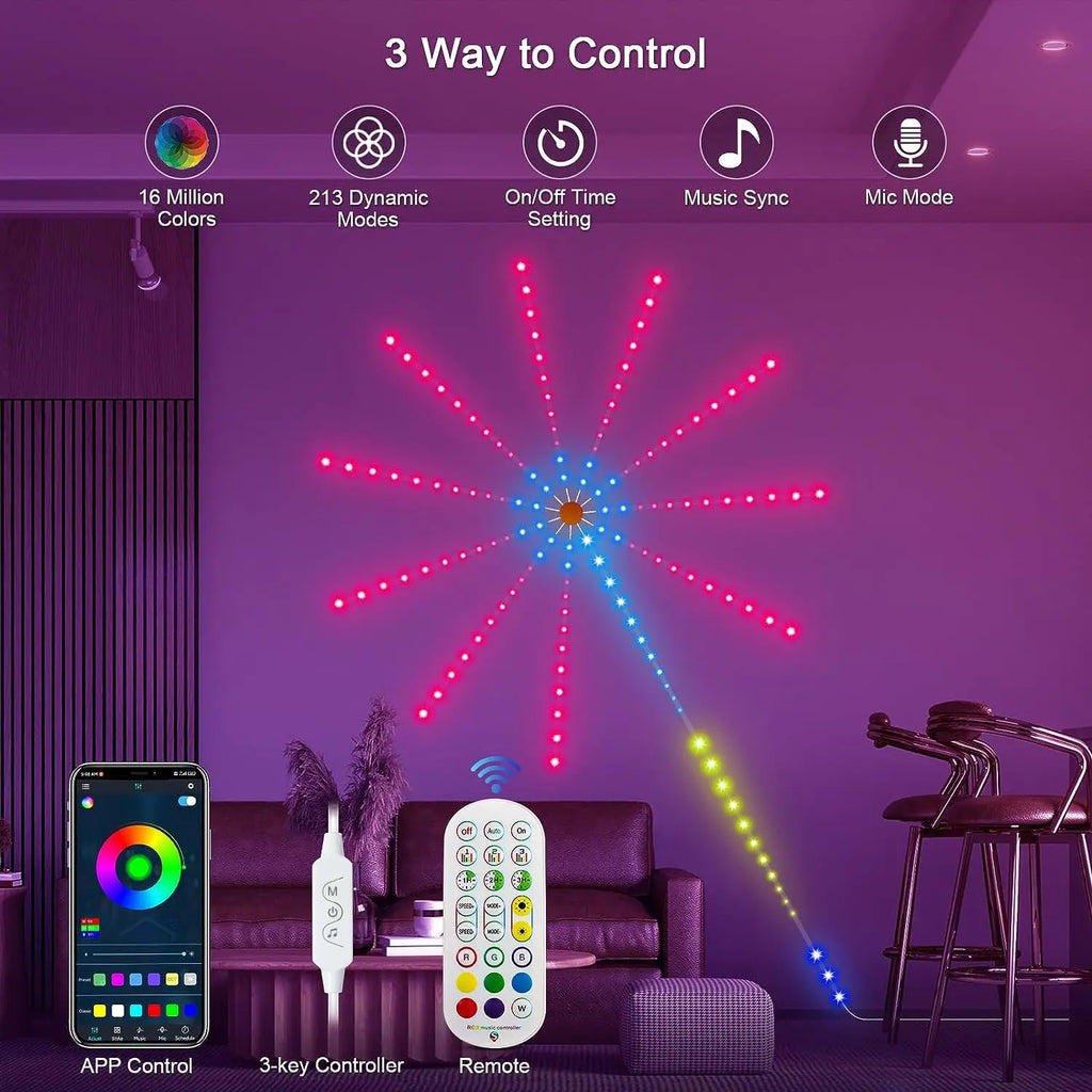 2025 Christmas Light Smart Fairy Firework Bluetooth Light Strip F