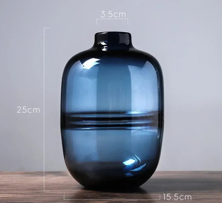 Minimalist Glass Vase – Nordic Blue & Black Home Décor Accent