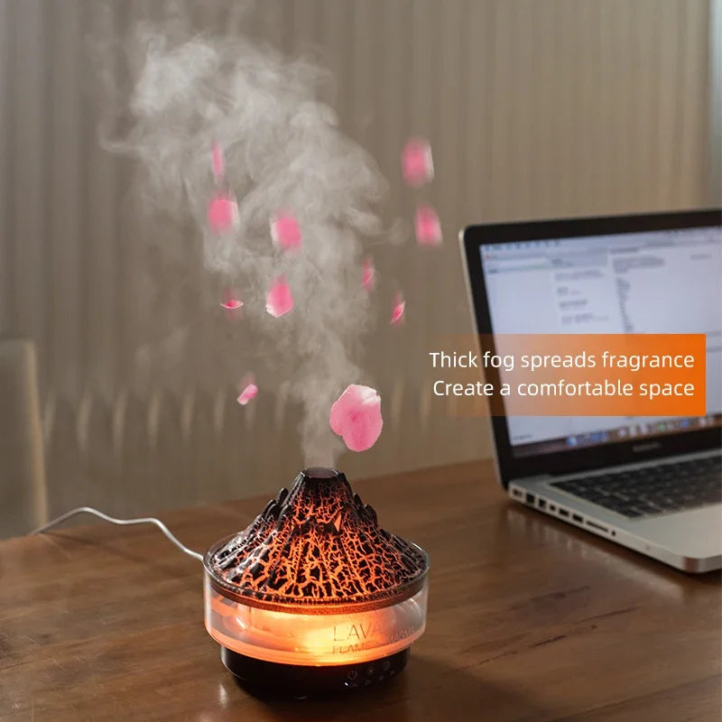 Glacier Lava Humidifier with 7-Color LED, Realistic Flame, Aroma Diffuser