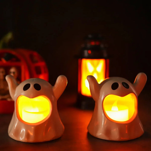 Flameless Ghost Candle LED Lamp – Spooky Halloween Decor