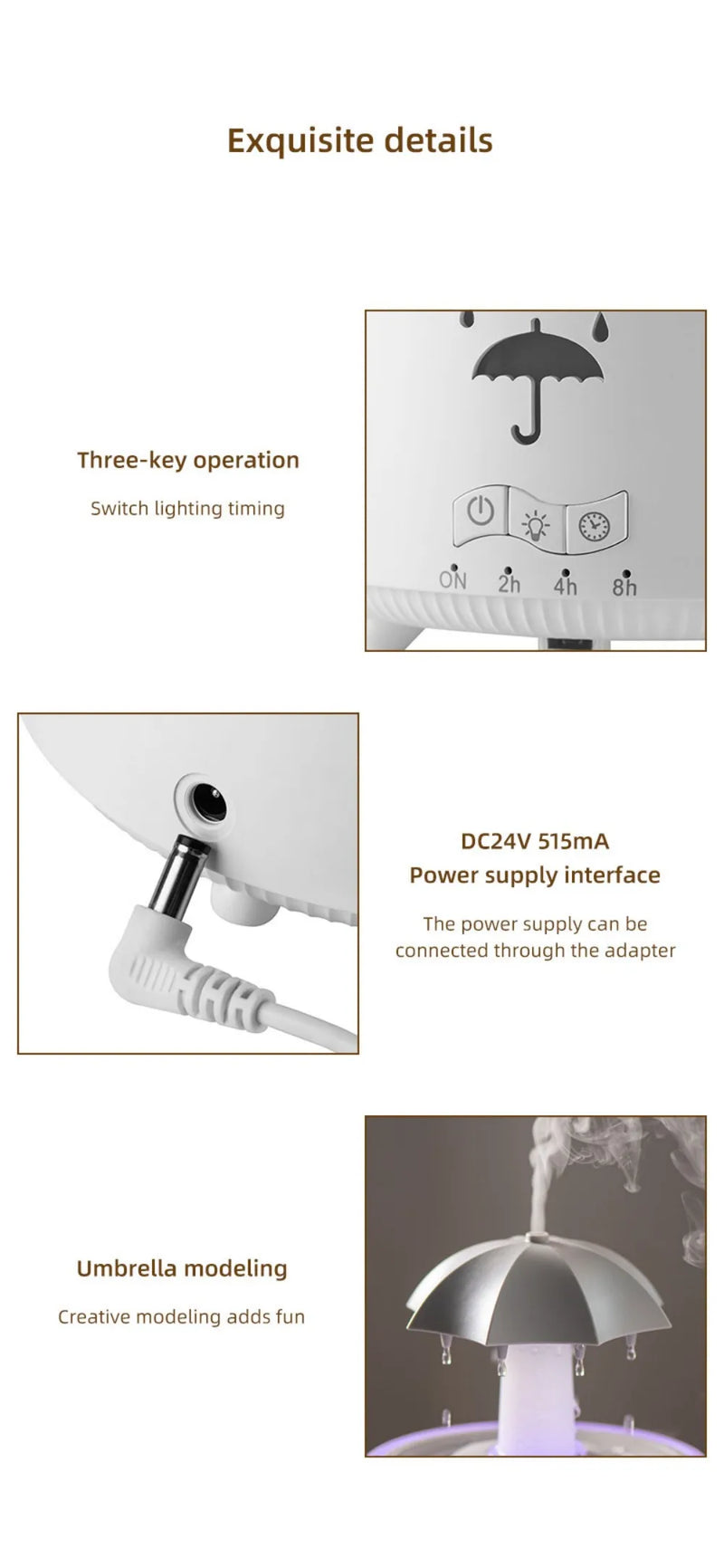 Rotating Umbrella Humidifier Water Drop Mute Air Desktop