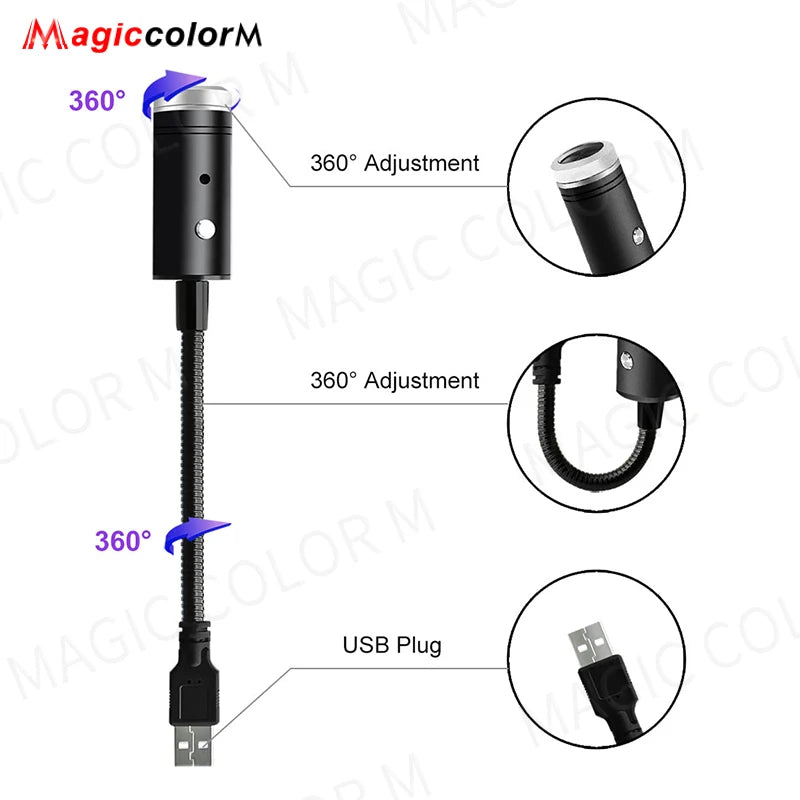 USB Star Projector LED Galaxy Light with Adjustable Modes