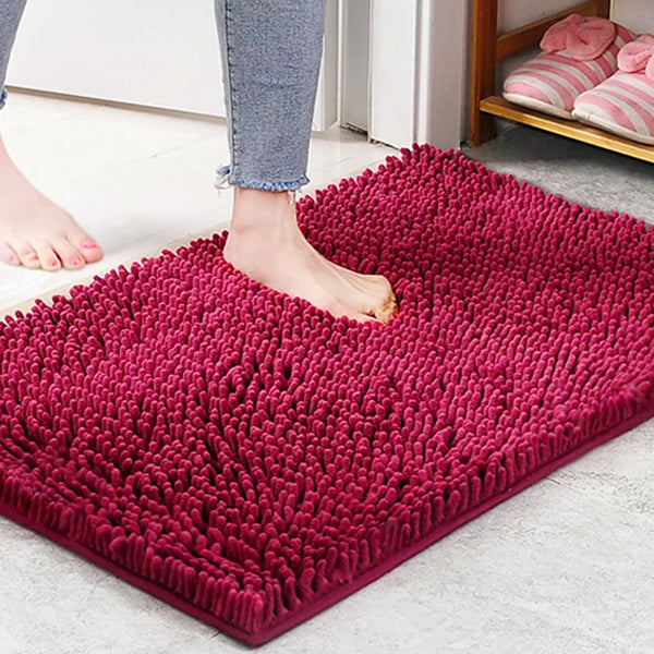 Chenille Bathroom Rug Soft Absorbent Non-Slip Floor Mat