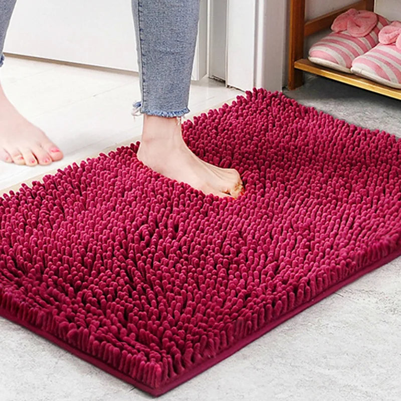 Chenille Bathroom Rug Soft Absorbent Non-Slip Floor Mat