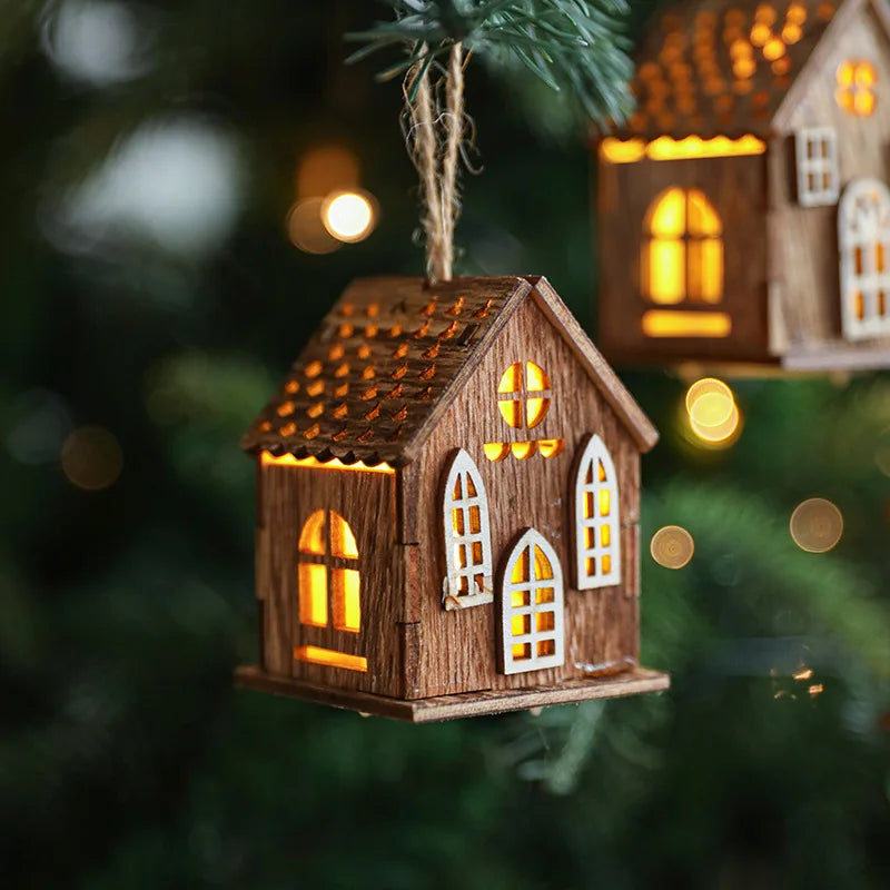 Christmas LED Light Wooden House Luminous