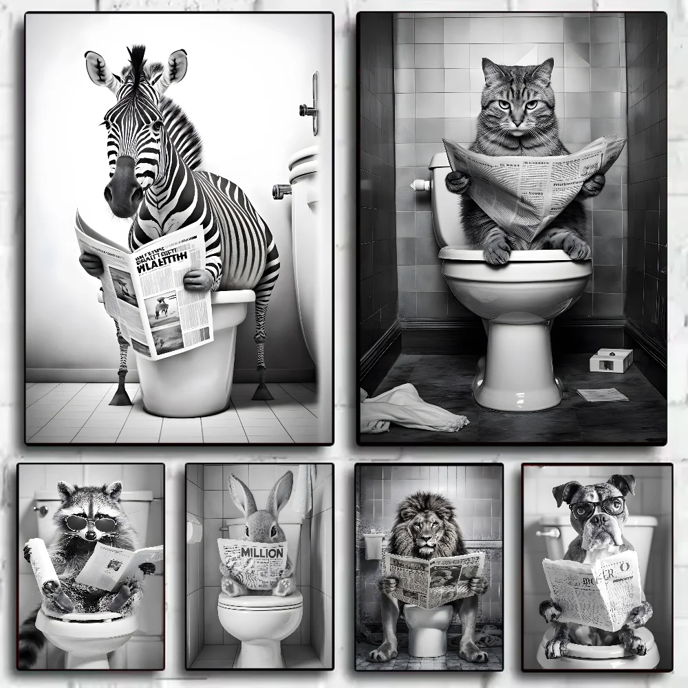 Funny Animal Bathroom Poster | Modern & Waterproof HD Wall Art