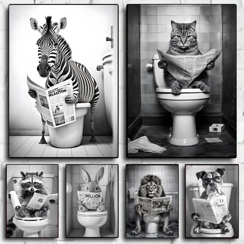 Funny Animal Bathroom Poster | Modern & Waterproof HD Wall Art