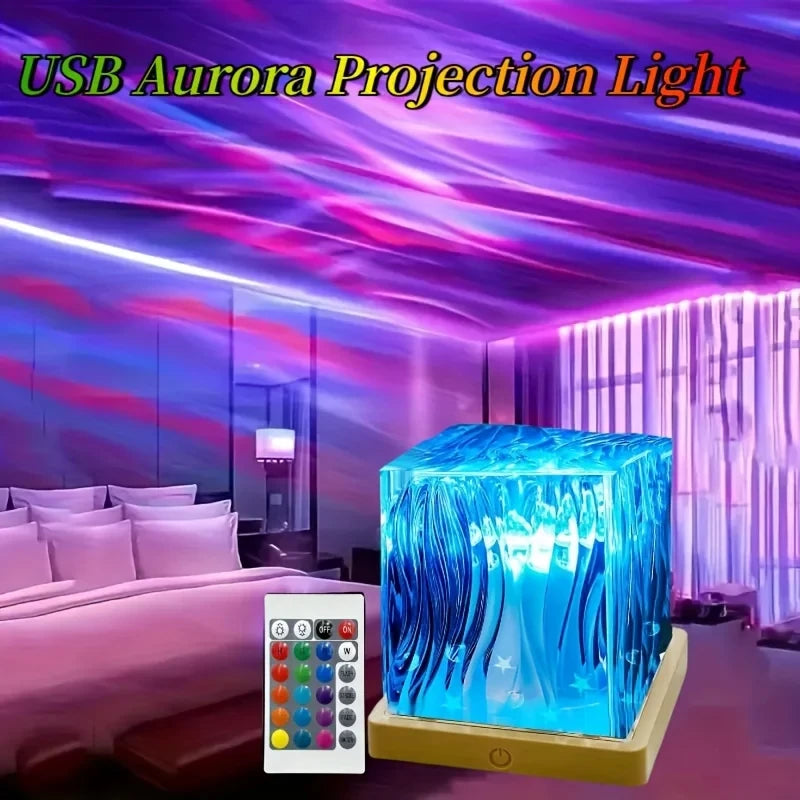 USB LED Water Ripple Projector Mood Lamp 16-Color Remote
