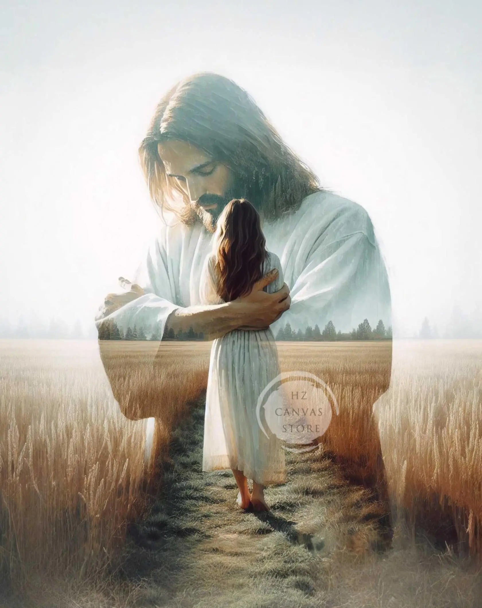 Modern Christian Jesus Children Art Poster