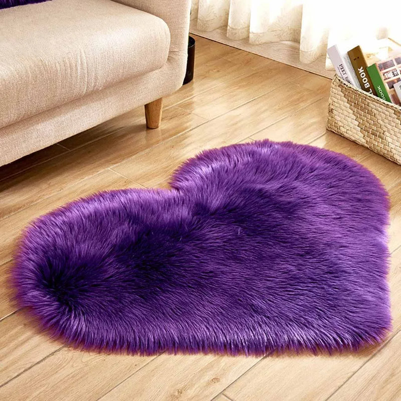 Soft Fluffy Heart Mat Cozy Plush Rug for Bedroom