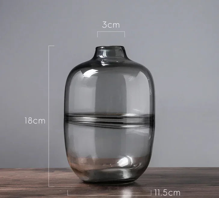 Minimalist Glass Vase – Nordic Blue & Black Home Décor Accent
