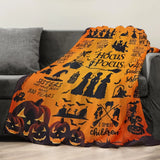 Cozy Harvest Moon Blanket with Ghost and Pumpkin Cushion