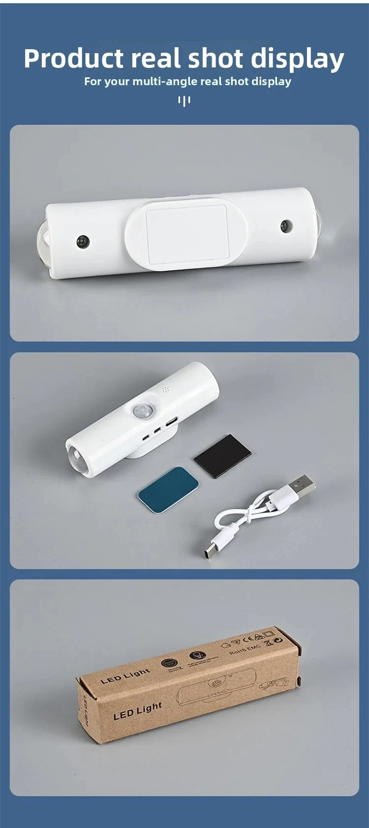 Motion Sensor LED Night Light RGB Magnetic Rechargeable