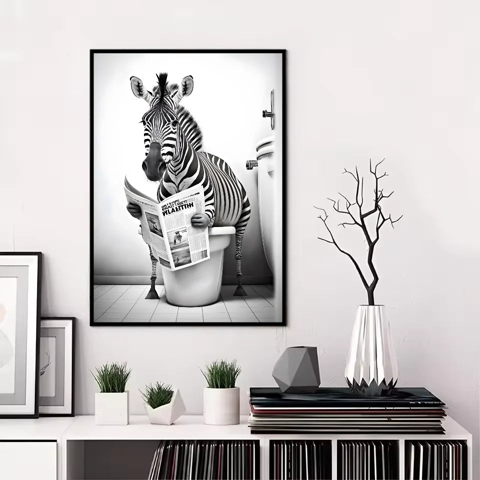 Funny Animal Bathroom Poster | Modern & Waterproof HD Wall Art