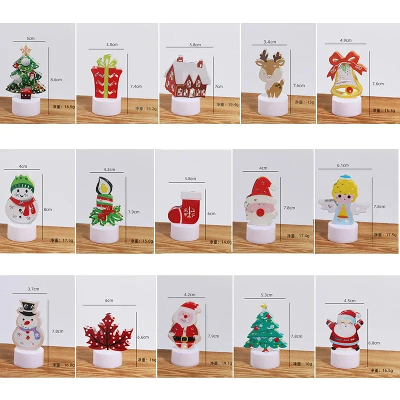 LED Electronic Candle Lights Christmas Trees Santa Claus Snowmen