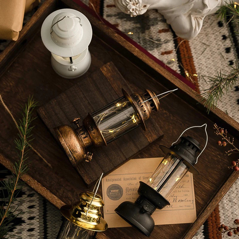 Battery Operated Oil Lamp Retro LED Night Light Portable