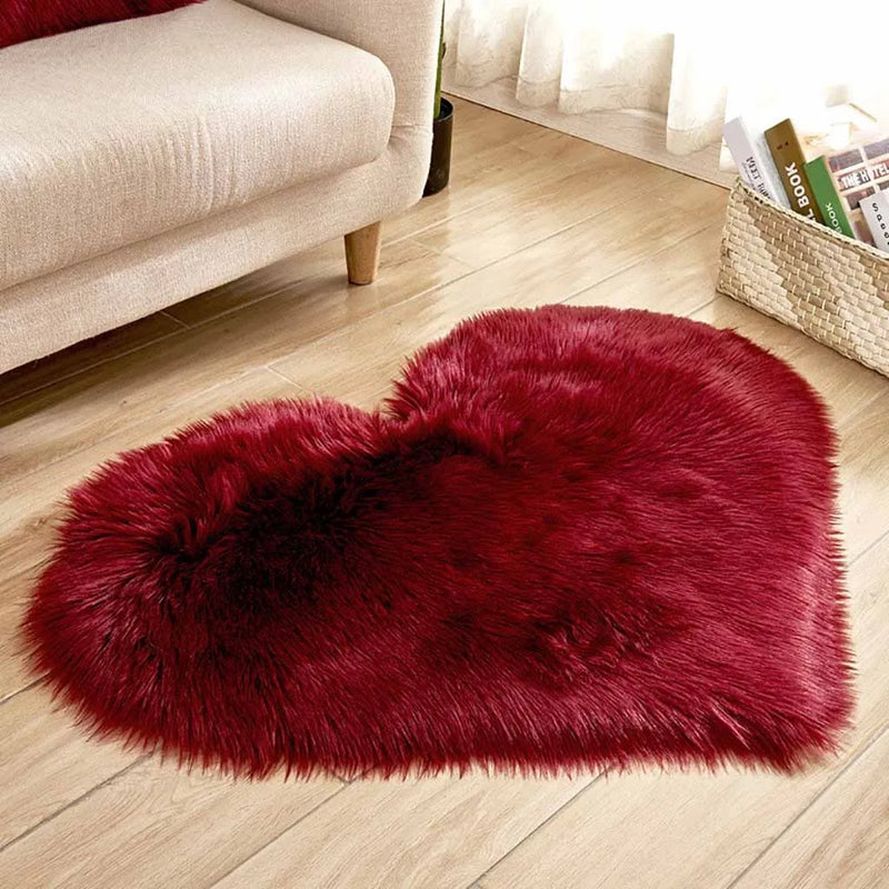 Soft Fluffy Heart Mat Cozy Plush Rug for Bedroom