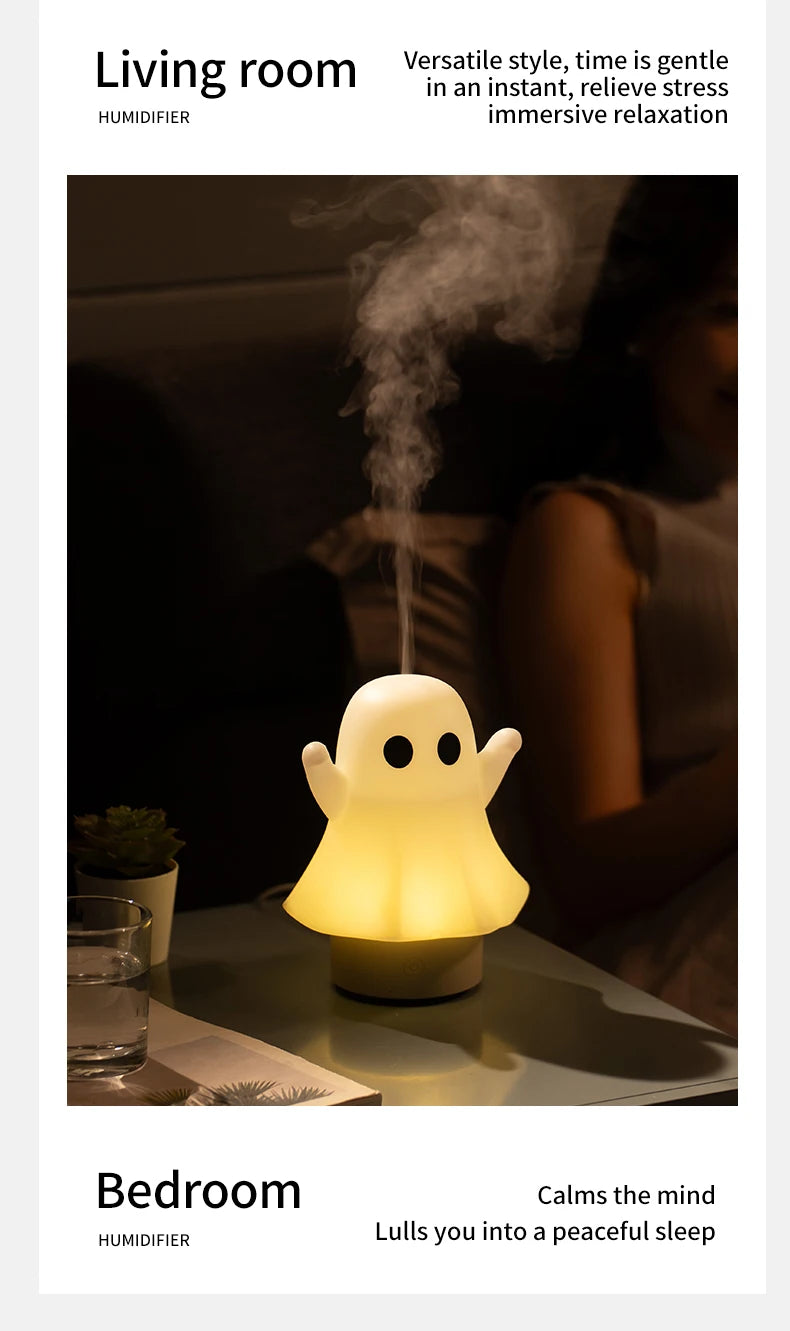 Cute Ghost Ultrasonic Air Humidifier with 7-Color LED
