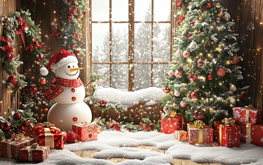 Christmas Decoration 2025 Photography Background Christmas Tree Snowman Photo Background Xmas Party Supplies Home Wall Banner