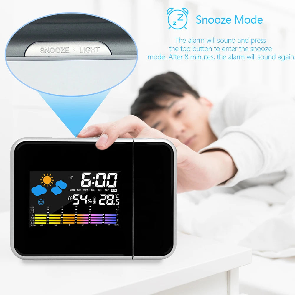 Adjustable LED Digital Projection Clock with Alarm & Temp