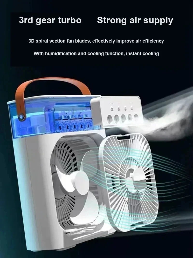5-Hole Portable Air Cooler | 3-in-1 USB Humidifier, Fan & 7-Color LED Night Light