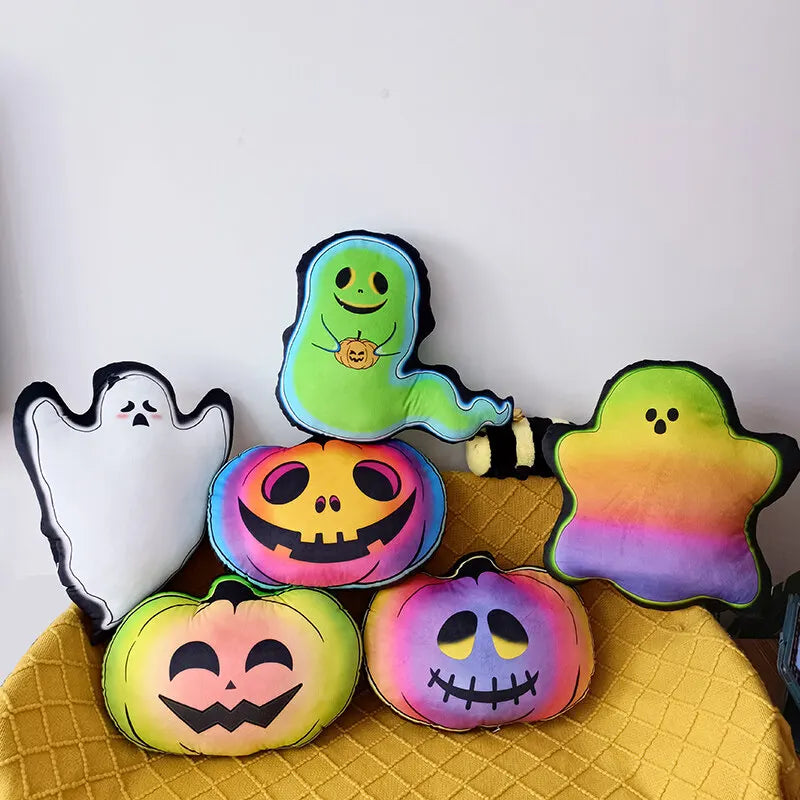Spooky Soft Ghost & Pumpkin Cushion for Halloween Decor