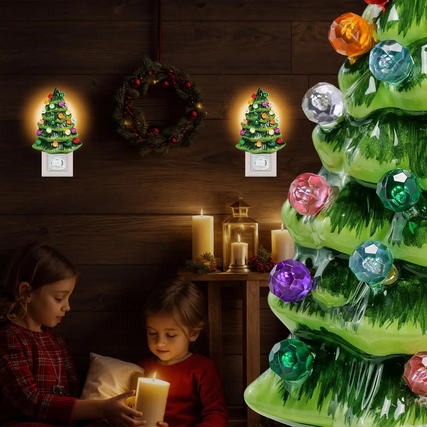 Christmas Tree Night Lamp Electric US Plug LED For Halloween Christmas Room Decoration Cute Children's Night Light Holiday Gifts